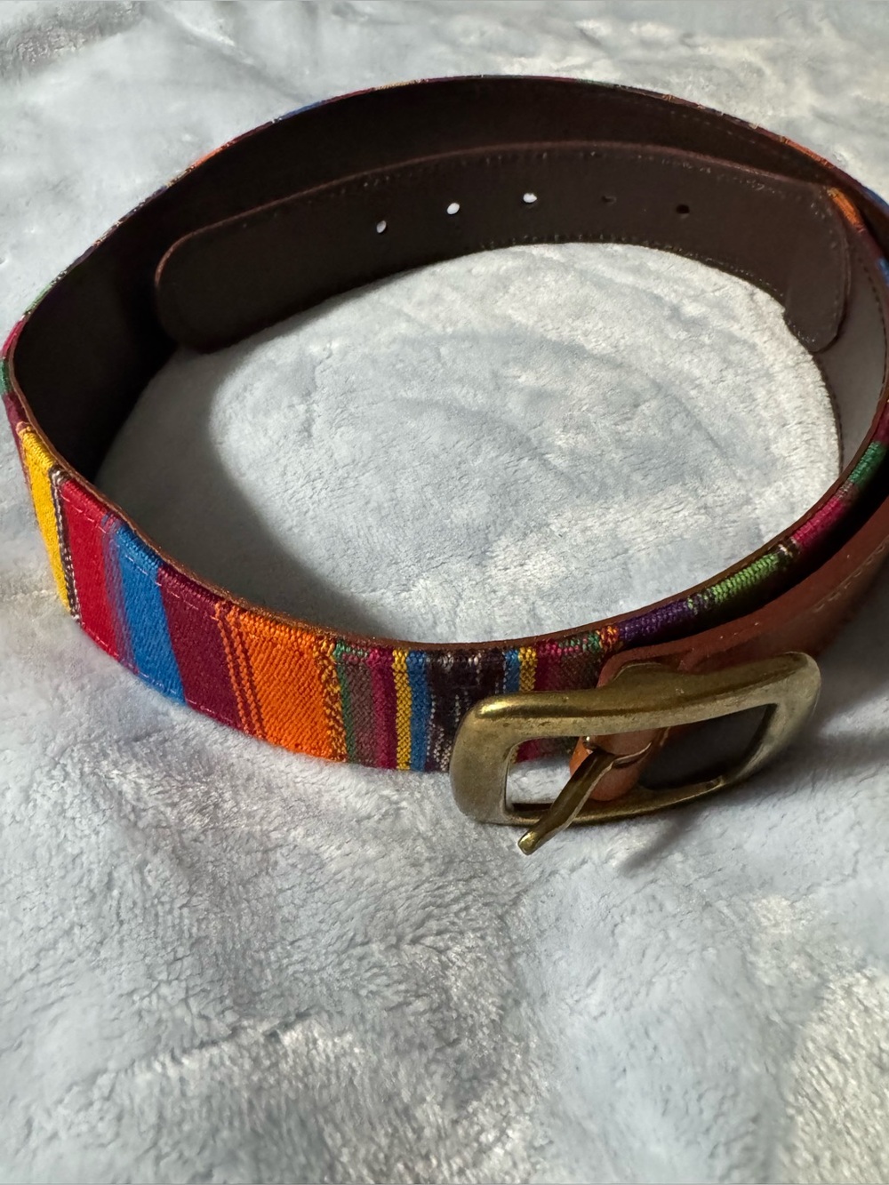 Colorful Woven Stripe Leather Belt